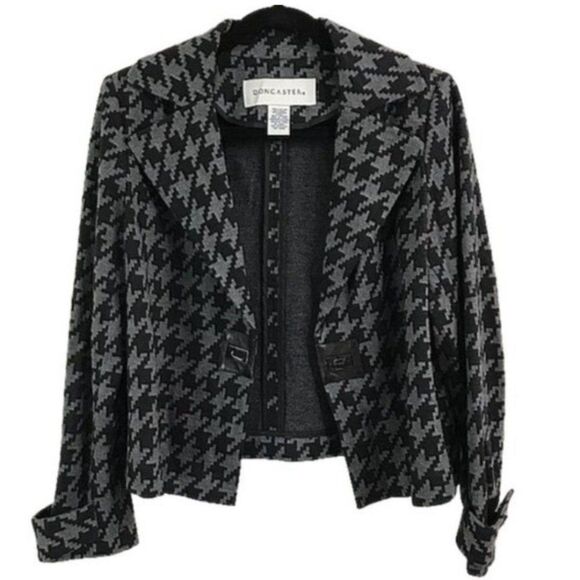 Doncaster Wool Blend Leather Trim Short Blazer Jacket 6 - Picture 5 of 9